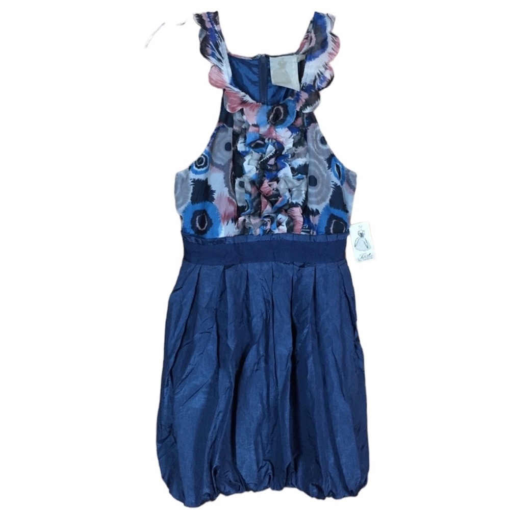 NWT Scalloped Collar Bubble Dress Los Angeles Abstract Art Size Extra Small XS